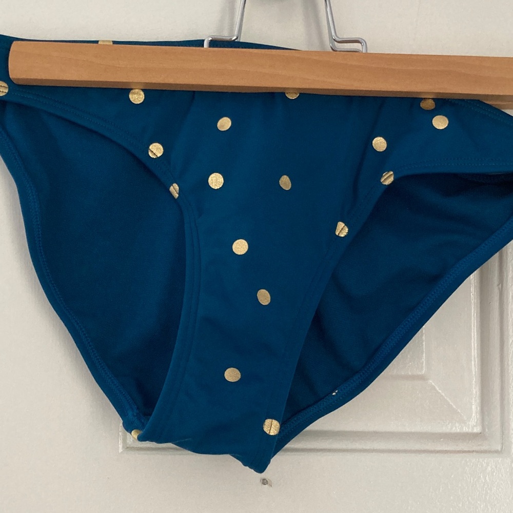 Boden Teal Bikini Bottoms with Gold Dot Print NWOT